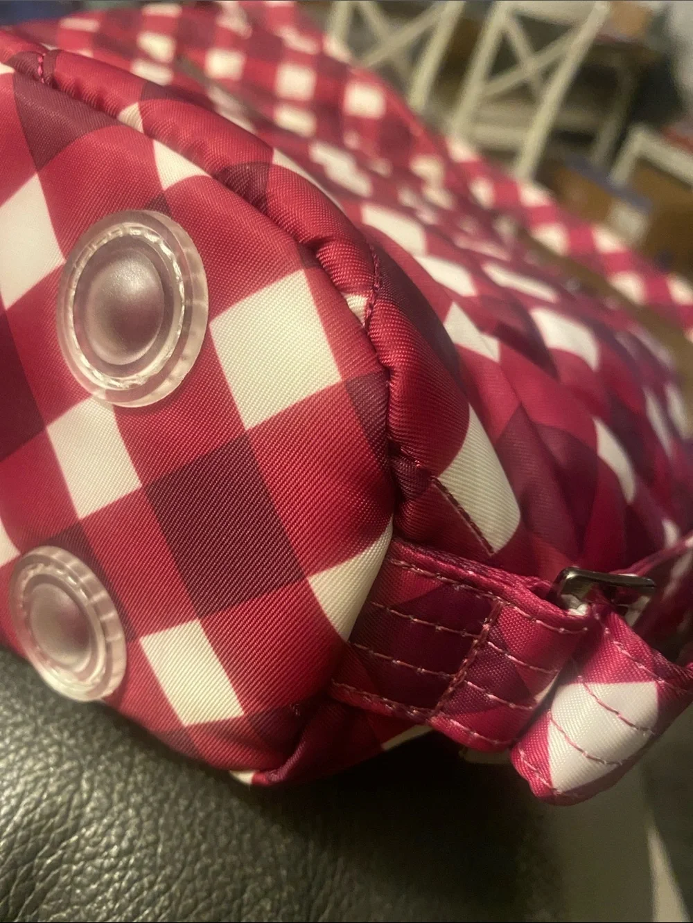 BNWNT lug Red & Pink Zipliner weekender bag w/ Floral Lining & adjustable strs